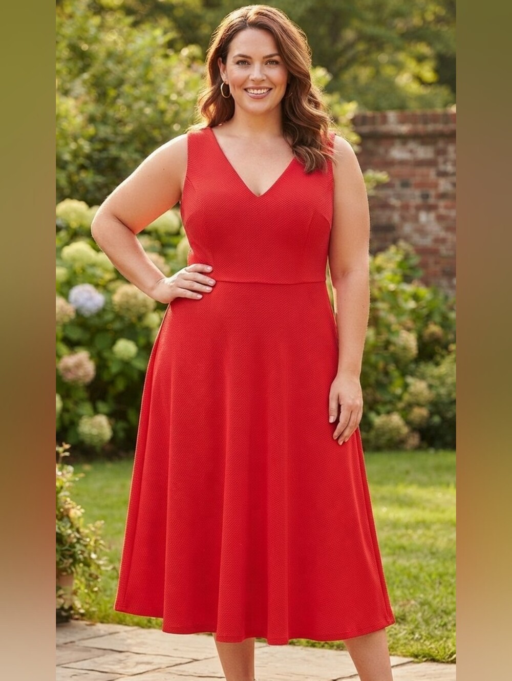 Torrid Red Textured Sleeveless Skater Midi Dress Size 2X Plus Size